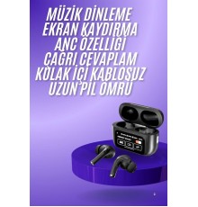 Yeni Nesil ANC Özellikli Çağrı Cevaplayan Dokunmatik Ekranlı Bluetooth Kulaklık Siyah