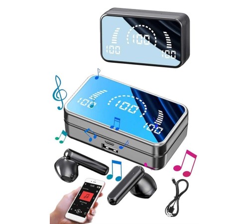 Yeni Nesil Kablosuz Kulaklık Aynalı Powerbank Özellikli Bluetooth Bağlantılı Dijital Göstergeli