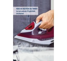Yeni Nesil Kırmızı Buharlı Ütü 2200 Watt Seramik Tabanlı Yüksek Buhar Gücü