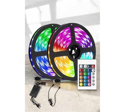 Yeni Nesil RGB Işıklı 10Metre Şerit Led Kumandalı Şarj Edilebilir
