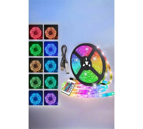 Yeni Nesil RGB Işıklı 10Metre Şerit Led Kumandalı Şarj Edilebilir