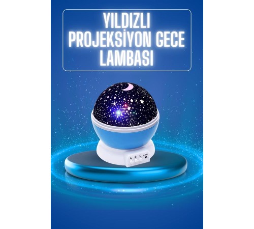 Yıldızlı Gece Lambası Mor Projeksiyon Görünümlü Masa Lambası Renk Değiştirebilen