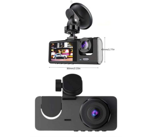 Yol Kayıt Araç Kamerası HD DVR 3 Kameralı 2.0in Ekranlı Ön İç Arka