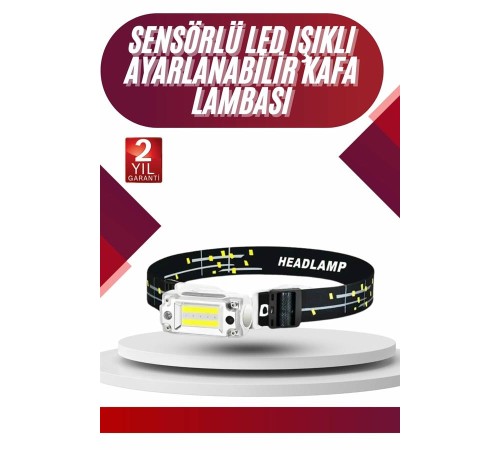 Yüksek Işıklı Şarjlı ve Sensörlü LED Kafa Lambası Kamp Lambası Yüksek Işıklı Şarjlı ve Sensörlü LED Kafa Lambası Kamp Lambası