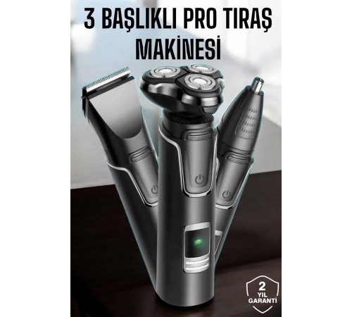 Yüksek Performanslı 3 Başlıklı Profesyonel Tıraş Makinesi