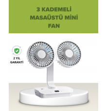 Çift Kafalı Masaüstü ve Duvar Tipi Sessiz USB Şarjlı Fan