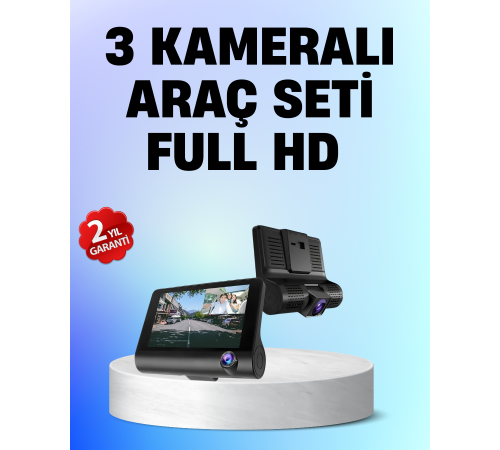 Full HD 1080P 3 Kameralı Araç DVR – Gece Görüşlü ve G-Sensörlü Güvenlik Çözümü