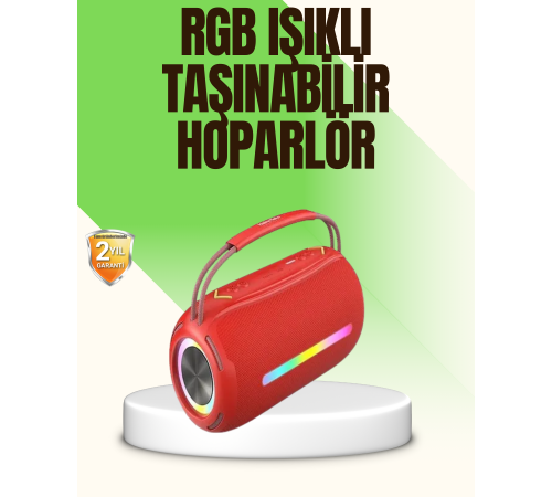 RGB LED Işıklı 20W Taşınabilir Bluetooth Hoparlör IPX6 Suya Dayanıklı
