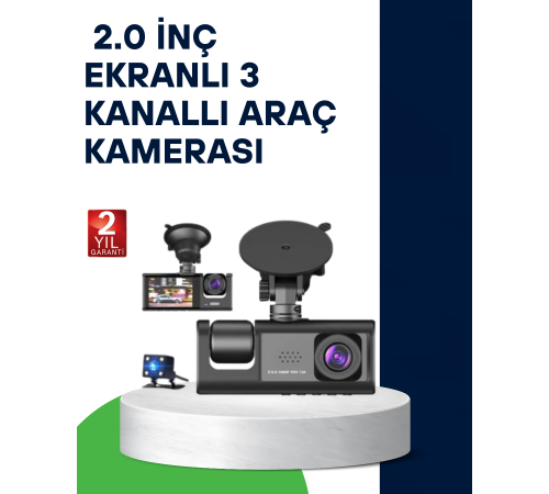 Üç Kameralı Araç Kamerası Full HD Gece Görüş  G-Sensör