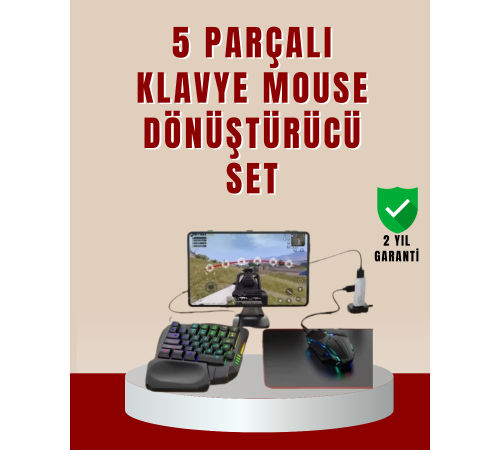 5’i 1 Arada Mobil Oyun Seti Klavye Mouse Dönüştürücü iOS & Android