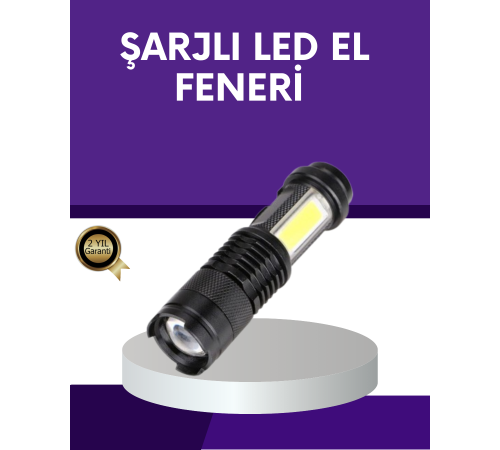 Şarjlı Mini LED El Feneri 2000 Lümen Su Geçirmez Şarjlı Mini LED El Feneri 2000 Lümen Su Geçirmez