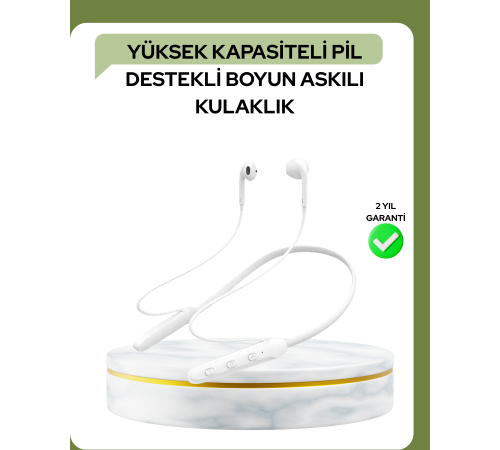 100 Saat Pil Ömrü Boyun Askılı Bluetooth Kablosuz Kulaklık