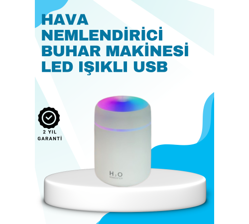 LED Işıklı Sessiz Masaüstü Nemlendirici – 3 Buhar Modu