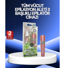 3 Başlıklı Yüz ve Vücut Tüy Temizleme Cihazı Pembe