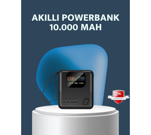 2025 Model 10000 mAh Akıllı Powerbank ve Akıllı Saat Özellikli Şarj Cihazı