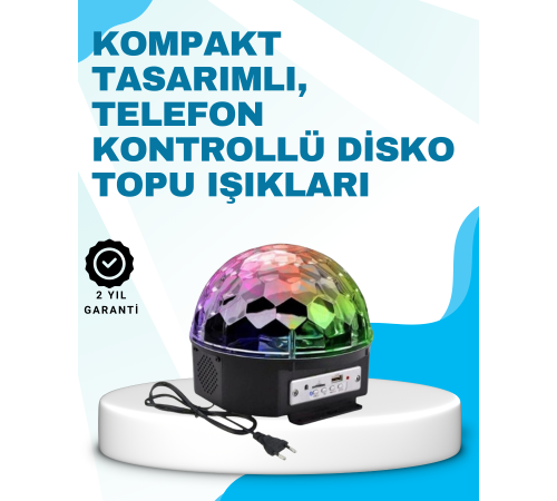 Bluetooth Bağlantılı Renkli Masaüstü Disko Topu Işık Gösterisi