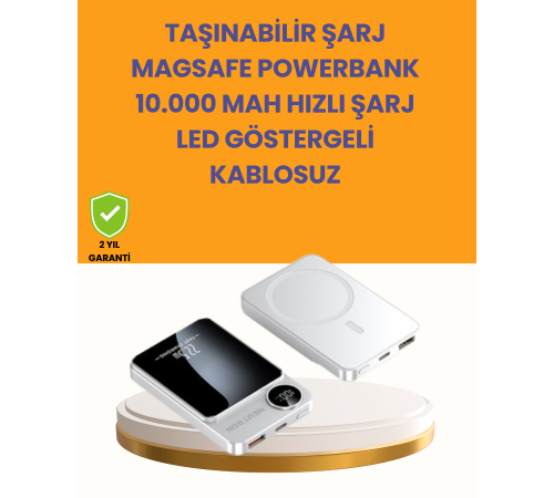 20W PD ve 15W Manyetik Kablosuz Şarj Destekli Taşınabilir Powerbank