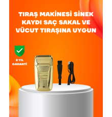 Altın Renk Kablolu Sakal Tıraş Makinesi Çelik Bıçaklı 3W Motor