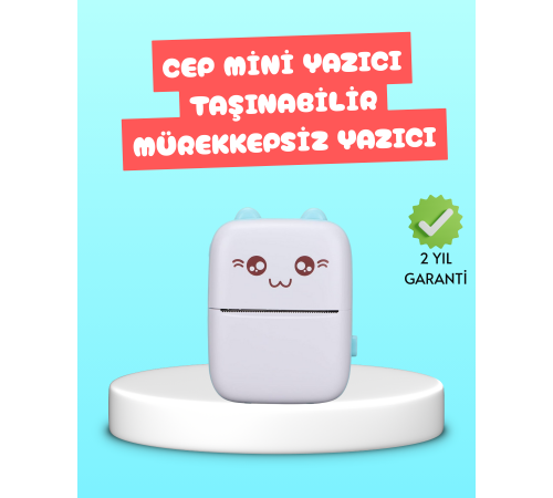 Mini Termal Yazıcı Kablosuz Taşınabilir Bluetooth Bağlantılı 200 DPI