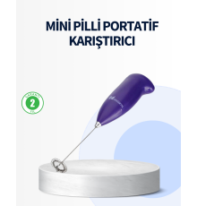 Mini Pilli Portatif Karıştırıcı – Cappuccino, Latte, Frappe ve Kahve Köpürtücü