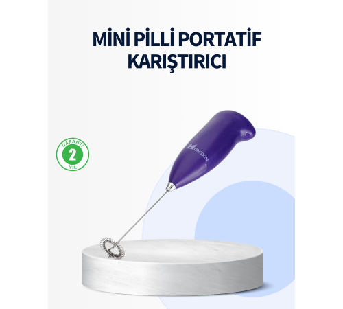 Mini Pilli Portatif Karıştırıcı – Cappuccino, Latte, Frappe ve Kahve Köpürtücü