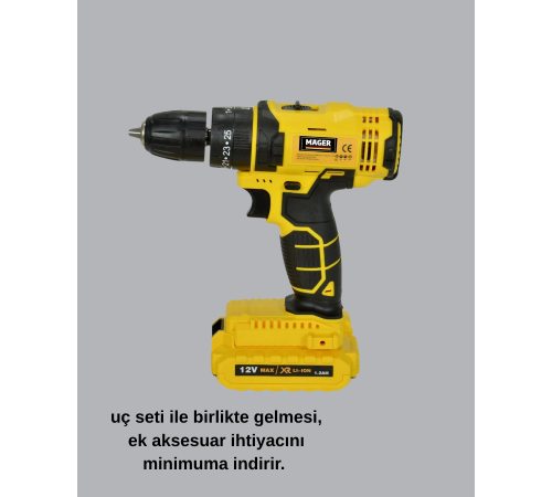 12V Akülü Matkap | 20-30 Nm Tork, Çift Hız Ayarı ve LED Işık 12V Akülü Matkap | 20-30 Nm Tork, Çift Hız Ayarı ve LED Işık