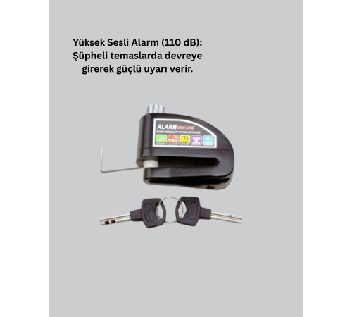 Alarm Sensörlü Disk Kilidi Motosiklet Scooter Bisiklet Güvenlik