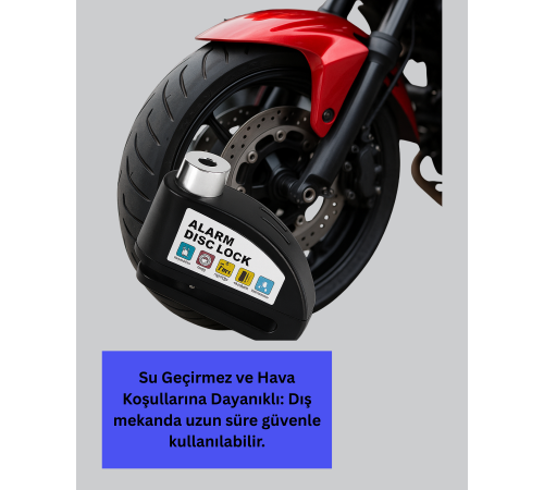 Alarm Sensörlü Disk Kilidi Motosiklet Scooter Bisiklet Güvenlik