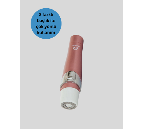 3 Başlıklı Yüz ve Vücut Tüy Temizleme Cihazı Pembe