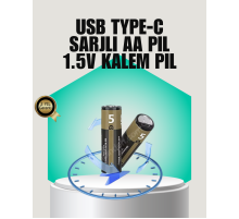 1.5V AA Şarjlı Lityum Pil | 1000+ Kez Şarj Edilebilir | Hızlı Type-C Şarj (2 Adet)