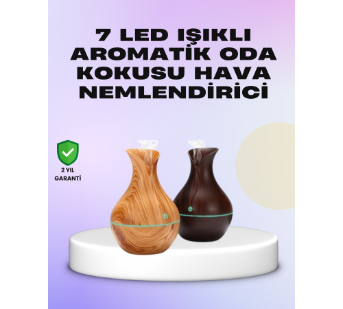Ultrasonik Ahşap Desenli 130ml Aromaterapi Difüzör ve Hava Nemlendirici