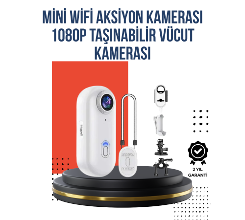 360° Klipsli Manyetik Spor Kamera Yüksek Çözünürlük