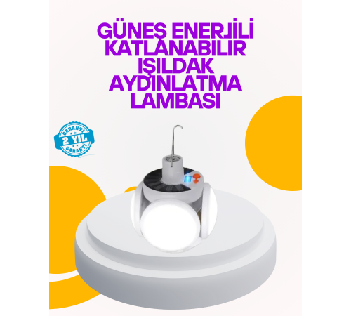 Solar Enerjili Katlanabilir Led Kamp ve Bahçe Lambası