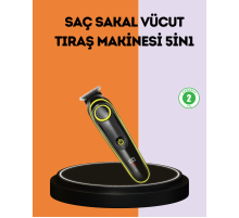 LED Ekranlı Şarjlı Saç ve Sakal Kesme Makinesi Erkek Bakım Cihazı Çok Başlıklı Set