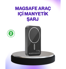 Mıknatıslı MagSafe Uyumlu Araç Tutucu Kablosuz Şarj Destekli