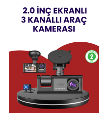 Üç Kameralı Araç Kamerası | Full HD 1080P Ön + HD İç/Arka