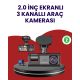 Üç Kameralı Araç Kamerası | Full HD 1080P Ön + HD İç/Arka