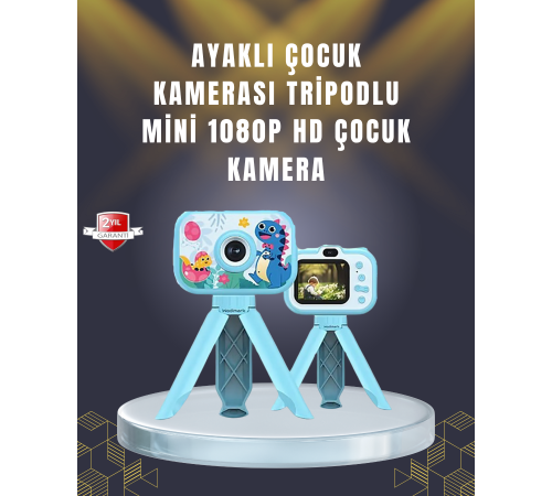 2 inç Ekranlı Çocuk Kamerası – Çizgi Film Efektli ve Müzik Çalar Özellikli