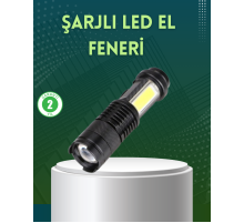 4 Modlu USB Şarjlı LED El Feneri Kamp ve Outdoor