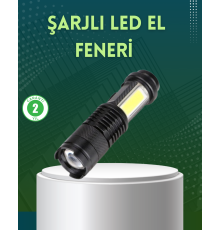 4 Modlu USB Şarjlı LED El Feneri Kamp ve Outdoor