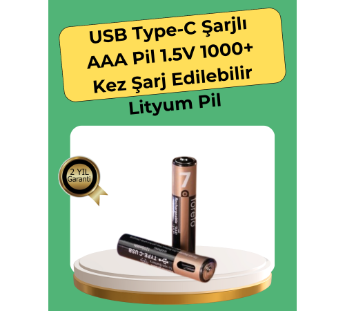 AAA Boyutunda USB Şarjlı Pil – Kompakt Tasarım, Geniş Uyumluluk