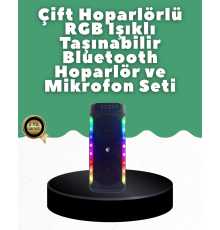 Yüksek Ses Güçlü Kablosuz Hoparlör  Karaoke Mikrofonlu