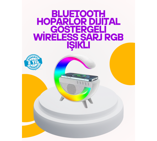Renkli Işıklı 15W Kablosuz Şarjlı Masa Lambası