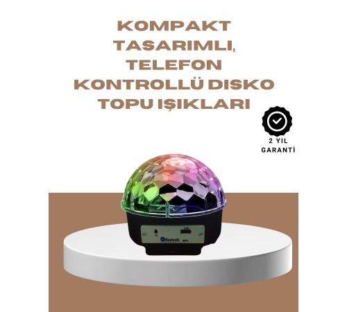 Taşınabilir Bluetooth Disko Topu Uzaktan Kumandalı Işık Efektleri