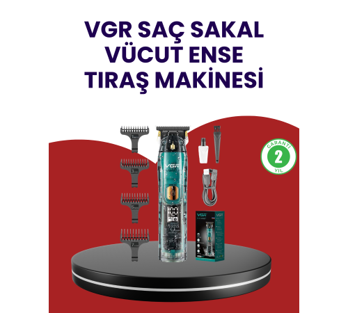 VGR V-695 Şarjlı Profesyonel Erkek Saç Sakal Tıraş Makinesi IPX7 Su Geçirmez