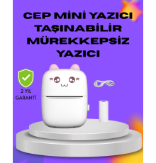 Kablosuz Mini Cep Yazıcısı Bluetooth Destekli 1200mAh Bataryalı