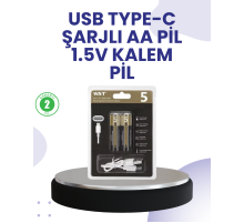 Type-C USB ile Hızlı Şarj Edilebilir AA Kalem Pil | 1.5V Lityum | Çiftli Paket