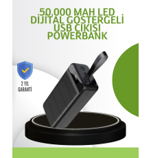 Ultra Güçlü 50.000 mAh Powerbank – LED Ekranlı, Çoklu Bağlantı Seçenekli, Akıllı Koruma Sistemli Şarj Ünitesi