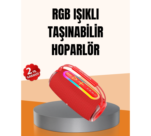 IPX6 Su Geçirmez RGB LED Işıklı Taşınabilir Bluetooth Hoparlör 2400 mAh