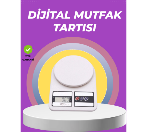 Beyaz Plastik Dijital Mutfak Tartısı – 24x16.8x1.5cm